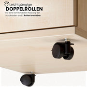 bümö Cajonera móvil con cajones, contenedor con cerradura de madera en haya - Carrito para oficina como mueble bajo de escritorio, cajonera de oficina o contenedor de escritorio con tiradores de barra