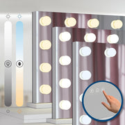 CLP Tocador Tiline Espejo Hollywood Iluminación LED 9 cajones superficie de cristal puerto USB blanco