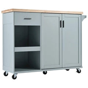 Isla de cocina con encimera plegable, carrito de almacenamiento para cocina con estante extraíble, toallero y cajón, ruedas giratorias