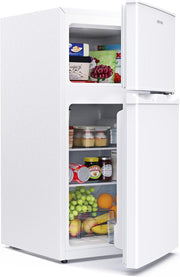 Refrigerador con congelador superior Upstreman 84L, 39dB silencioso y luz LED, refrigerador pequeño con puerta reversible, TM84 blanco