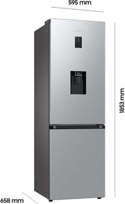 Frigorífico combi Samsung, refrigerador con congelador, 185 cm, 341 l de volumen total, 114 l de congelador, modo AI Energy, dispensador de agua, aspecto acero inoxidable, RL34C652CSA/EG
