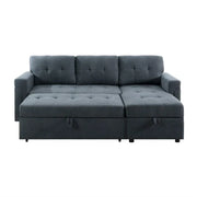 Sofá seccional reversible convertible con cama extraíble, chaise longue con almacenamiento oculto y patas duraderas