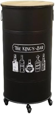 Urban Living "LOFT & Metal Bar BIDON con ruedas DIÁM. 50CM X AL. 100CM