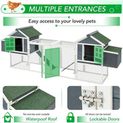 AECOJOY Gallinero grande de 144'' con corral, caseta de madera para aves y jaula para aves de corral