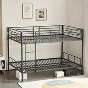 DORAFAIR Litera 90 x 200 cm, de Metal, con Somier de Láminas, Escalera y Protección Anticaídas, Cama Doble, Negro