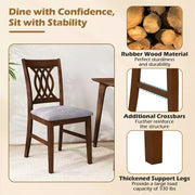 Juego de 4 sillas de comedor Costway con asiento acolchado, respaldo hueco y estructura de madera de caucho