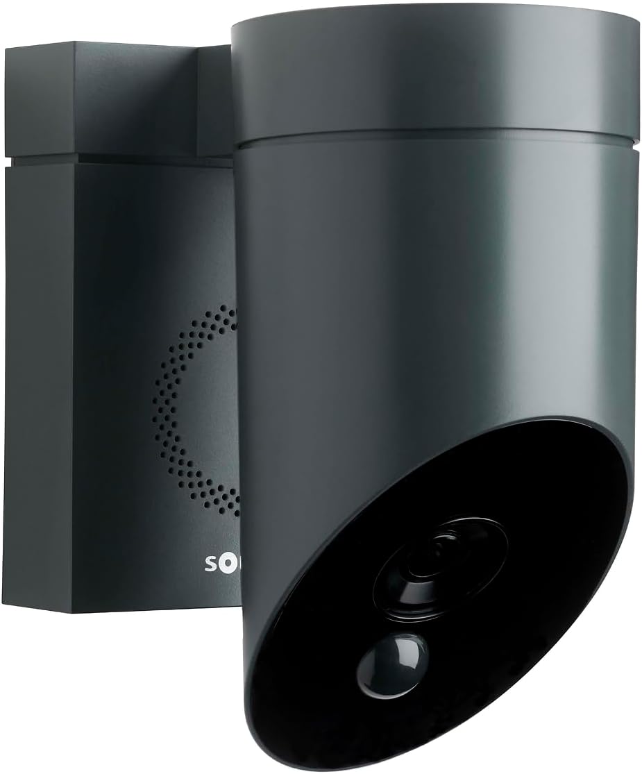Somfy 1875326 - Cámara para exteriores 2 gris, cámaras con detección de movimiento inteligente, sirena integrada de 110 dB, conexión posible a una luminaria existente, imágenes Full HD 1080p