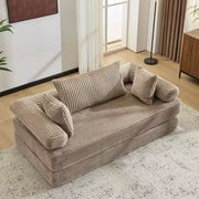 Sofá cama convertible de pana, 2 plazas, color gris oscuro / gris / verde / azul marino