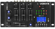 Kit DJ completo VONYX SKYTEC: altavoz de 500 W, potente amplificador de 2 x 250 W con mesa de mezclas