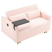 Sofá convertible que ahorra espacio TUYOHW, sofá cama de pana con mesa móvil y puerto USB, sofá de dos plazas multifuncional para sala de estar