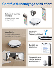 Robot aspirador ECOVACS T50 Pro Omni Gen2, 21000 Pa mejorado respecto al T30 Pro Omni, cepillo lateral y mopa extensibles, adición automática de solución de limpieza, lavado con agua caliente a 75 °C, blanco