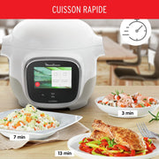 Moulinex Cookeo Touch Wifi Mini, multicocina inteligente de alta presión, 3 litros, 100 recetas integradas y recetas gratuitas vía Wifi, pantalla táctil, YY5132FB, Blanco