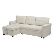 Sofá seccional reversible convertible con cama extraíble, chaise longue con almacenamiento oculto y patas duraderas
