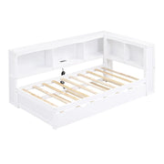 Cama nido individual con cama extraíble, armarios de almacenamiento y puertos USB