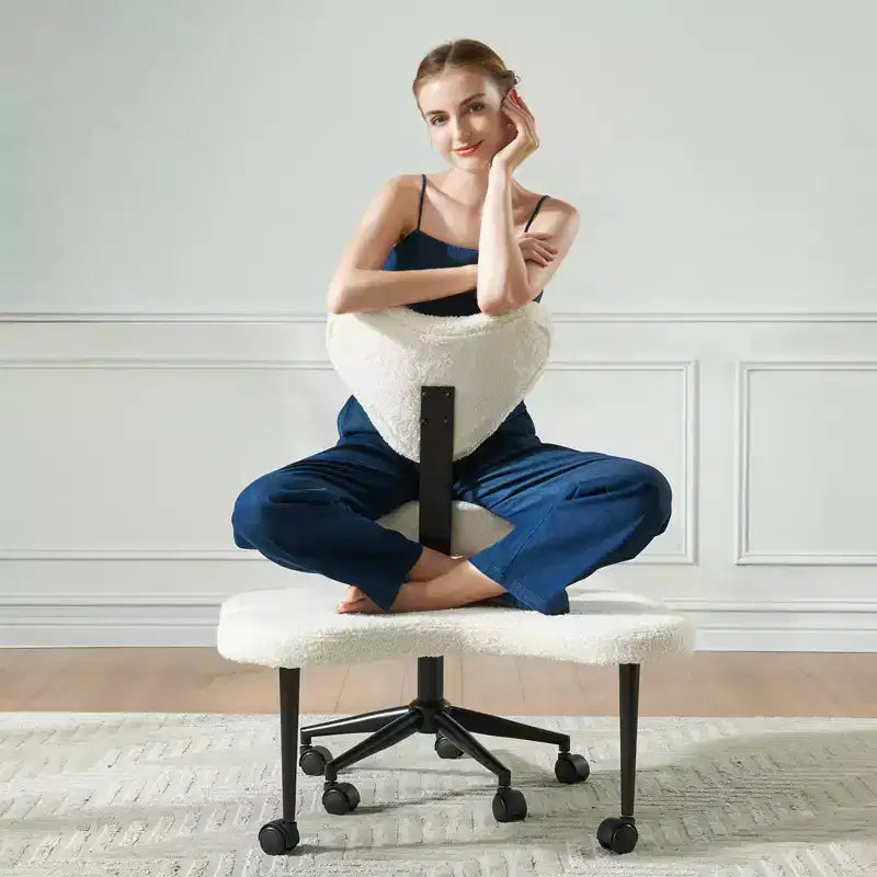Silla de oficina ergonómica con diseño cruzado Pinmoco, silla de meditación con altura ajustable, giro de 360°, soporte lumbar, silla de trabajo y de oficina, silla para TDAH