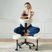 Silla de oficina ergonómica con diseño cruzado Pinmoco, silla de meditación con altura ajustable, giro de 360°, soporte lumbar, silla de trabajo y de oficina, silla para TDAH