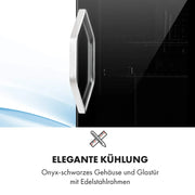 Mini nevera para bebidas Klarstein con puerta de cristal, 33 litros, silenciosa, interior y exterior, estantes ajustables, clase energética C