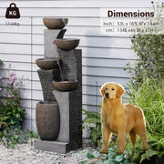 Fuente de jardín grande Bumilgar para exteriores con iluminación LED, fuente en cascada de 5 niveles para jardín, balcón, terraza, 134x46x37 cm