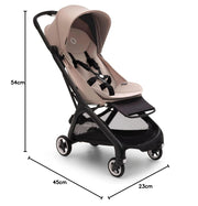 Cochecito de viaje ultracompacto Bugaboo Butterfly, pequeño y ligero, plegable con una sola mano y fácil de maniobrar, cochecito urbano ergonómico para bebés a partir de 6 meses, con mucho espacio de almacenamiento, Stormy Blue