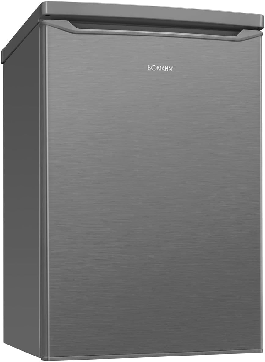 Frigorífico con congelador pequeño Bomann | Nevera con 2 estantes | silencioso | con congelador de 4 estrellas | frigorífico pequeño con compartimento para frutas y verduras | bisagra de puerta intercambiable | KS 7251 inox
