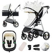 Cochecito 3 en 1 Gcarebb, silla de paseo con portabebés, cochecito completo con altura ajustable, cochecito combinado con marco de aluminio para recién nacidos de 0 a 4 años