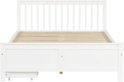 Cama doble Merax con cajones de 140 x 200 cm, cama de madera con cabecero y somier de láminas, estructura de estilo sencillo, cama para niños, jóvenes y adultos, marco de madera de pino, blanco