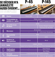 Piano digital Yamaha P-45 con 88 teclas – Compacto y transportable – Ideal para principiantes – Negro