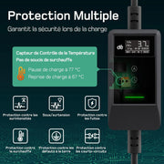 Cargador de coche eléctrico con APP 3,7kW [15m, 6-16A], cable de carga para coche eléctrico con soporte de pared, cargador Tipo 2 con pantalla LCD digital, compatible con E-208, Model Y, E-Tech y otros vehículos eléctricos/híbridos enchufables (EV/PHEV)