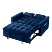 Sofá Cama Biplaza 4 en 1 con Apoyabrazos y Bolsillos de Almacenamiento, Sofá Cama Extraíble Tapizado Multifunción con Respaldo Ajustable