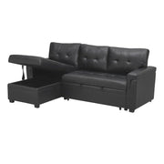 Sofá seccional reversible convertible con cama extraíble, chaise longue con almacenamiento oculto y patas duraderas
