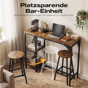 Juego de mesa de bar y taburetes HOKEEPER para 2 personas, barra de cocina, juego de mesa de pub, sala de estar, comedor (retro)