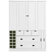 Despensa de cocina independiente Whisen de 71'' de altura, armario de almacenamiento grande para comedor, alacena con 4 puertas plegables, estantes y botelleros