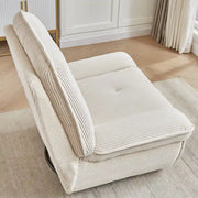 Sillón reclinable giratorio de pana con deslizamiento, reposapiés para sala de estar