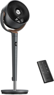 Ventilador de pie DREO muy silencioso, ventilador grande con mando a distancia, ventilador silencioso de 20 dB con motor CC, oscilación de 120°, 4 modos, altura ajustable de 94-107 cm, ventilador de suelo, TurboPoly Fan 512, gris