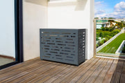 Cubierta para Aire Acondicionado Exterior Amaro Arlberg Talla S - 90 x 68 x 60 cm – Acero Gris Antracita con Diseño de Líneas – Protección Sólida, Elegante y Duradera para Unidad Exterior de Bomba de Calor