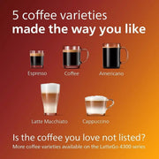 Cafetera espresso premium, 12 cafés fríos/calientes, sistema LatteGo, molinillo cerámico, cromo negro
