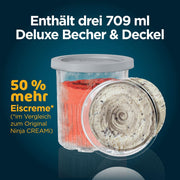 Ninja CREAMi Deluxe Heladera y máquina de bebidas heladas con 2 recipientes, 10 funciones, prepara helado, gelato, sorbete, yogur helado, batidos, granizados y más, opción de 2 sabores en 1, plateado, NC502EU