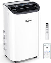 Aire acondicionado portátil de 14,000 BTU con WiFi y control remoto, enfría hasta 700 pies cuadrados, unidad de aire acondicionado portátil con autoevaporación y bajo nivel de ruido para habitaciones grandes, oficinas y garajes, blanco