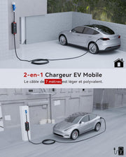 MCEVKELN Cargador Tipo 2 7KW Cargador de Coche Eléctrico con CEE (3 Pines | Monofásico), Corriente Conmutable 6-32A, IP65, Cable de Carga EV Tipo 2 de 7M, IEC 62196-2 EVSE con Bolsa de Transporte