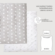 Juego de cuna roba Little Stars 70 x 140 cm, convertible y ajustable en altura, con textiles completos, diseño de estrellas, madera blanca