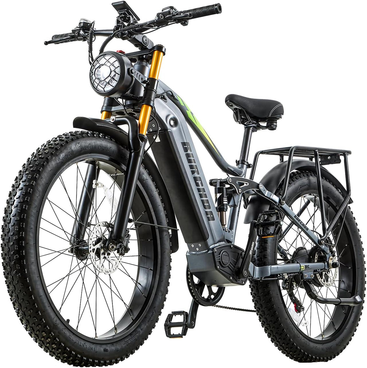 Motor doble 190/95 N.m E-Bike bicicletas eléctricas para hombre y mujer, Ebike con batería de 48V 20Ah hasta 120km, bicicleta eléctrica de 26x4 pulgadas con transmisión de 7 velocidades, pantalla LCD y suspensión completa.