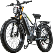 Motor doble 190/95 N.m E-Bike bicicletas eléctricas para hombre y mujer, Ebike con batería de 48V 20Ah hasta 120km, bicicleta eléctrica de 26x4 pulgadas con transmisión de 7 velocidades, pantalla LCD y suspensión completa.