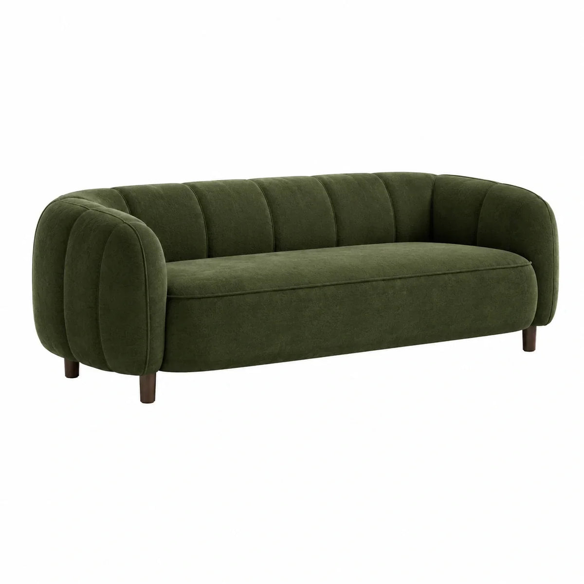 Sofá de 3 plazas semicircular de tela 210x95x75 cm verde oliva