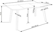 designimpex Mesa de comedor de diseño HAW-222, roble natural, chapa de madera auténtica, borde vivo, madera maciza, extensible de 120 a 180 cm, borde natural, mesa de comedor, mesa de cocina
