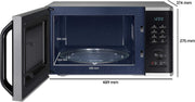 Microondas Samsung MS2AK3515AS/EG, 800 W, capacidad de 23 l, 48,9 cm de ancho, interior de esmalte cerámico resistente a los arañazos, programas de descongelación QuickDefrost, plateado