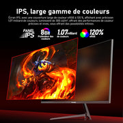 Monitor de PC IPS Gawfolk de 27 pulgadas, 2K WQHD (2560×1440P), monitor gaming de 320Hz, 1ms, sin bordes, 120% sRGB, gran angular de 178°, HDMI, DisplayPort, compatible con soportes de pared VESA 75x75mm - Negro