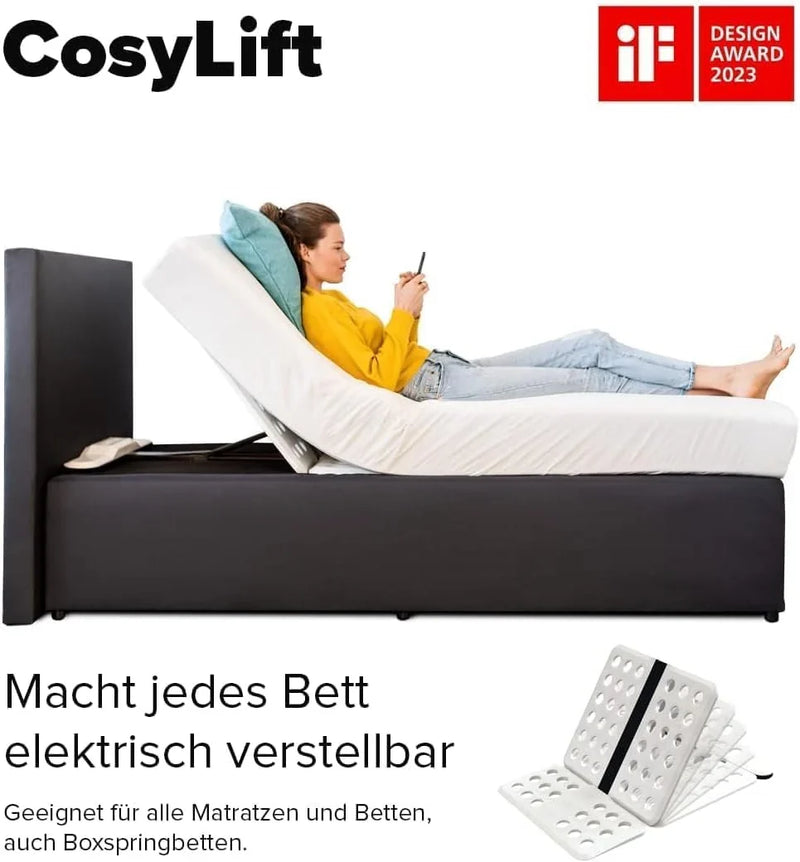 Elevador de cama eléctrico ajustable CosyLift para somier y somier tapizado con mando a distancia por cable, 150 kg, 102x70 cm