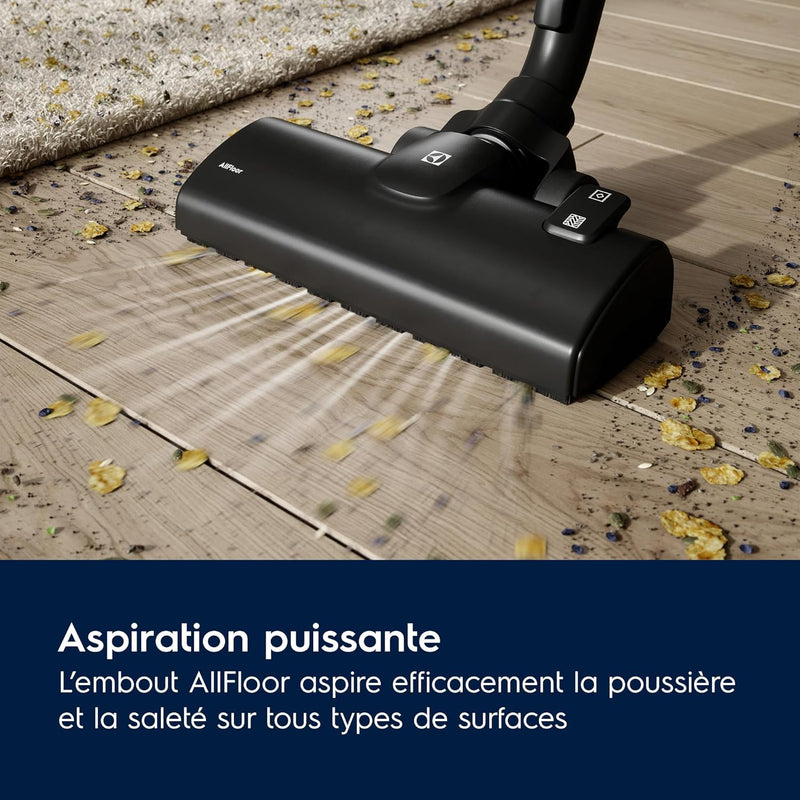 Aspiradora con bolsa Electrolux Clean 500 EB51C1WP potente, compacta, ligera, eco-responsable, boquilla combinada suave, fácil maniobrabilidad, control manual de potencia, tamaño compacto, rosa