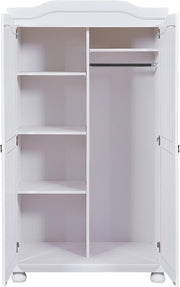 Inter Link - Armario - Pino macizo - Guardarropa - Estilo rústico - Armario para ropa blanca - Armario multiusos - Armario de dormitorio - 2 puertas - Lacado en blanco - Hedda