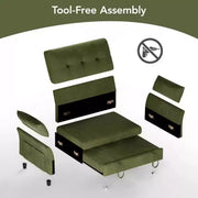 Sofá cama extraíble 3 en 1 de 51 pulgadas, sofá biplaza convertible con respaldo reclinable ajustable, sofá tapizado en chenilla, bolsillo lateral